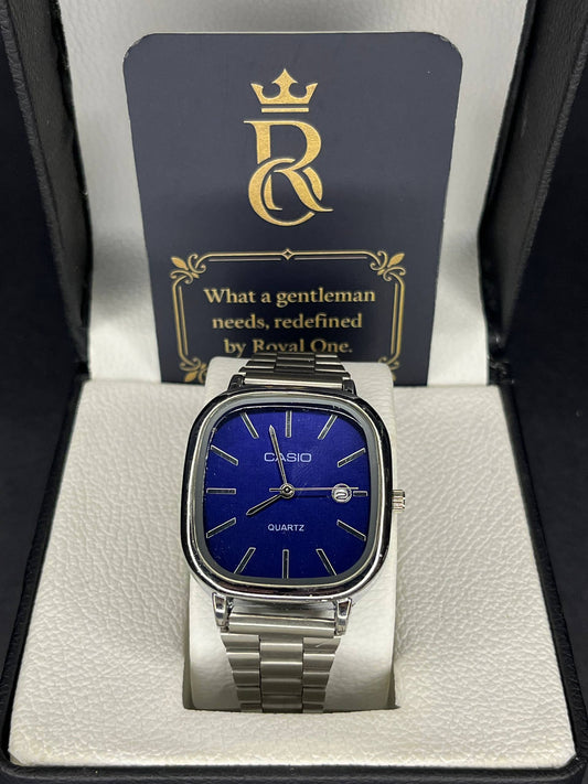 Casio Classic Rectangular Watch – (Blue Dial)