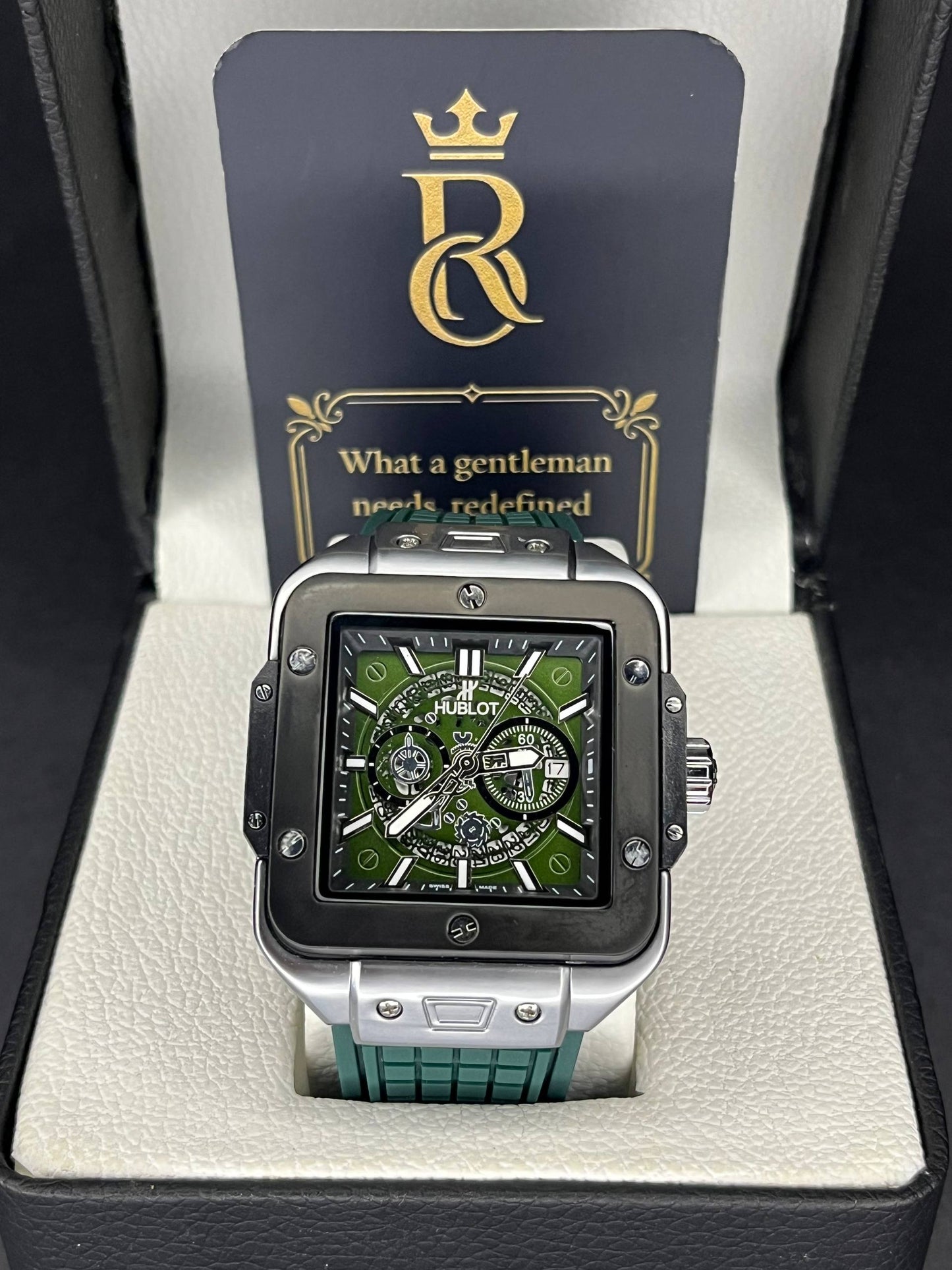 Hublot Rubber Strap Watch – (Green Dial)