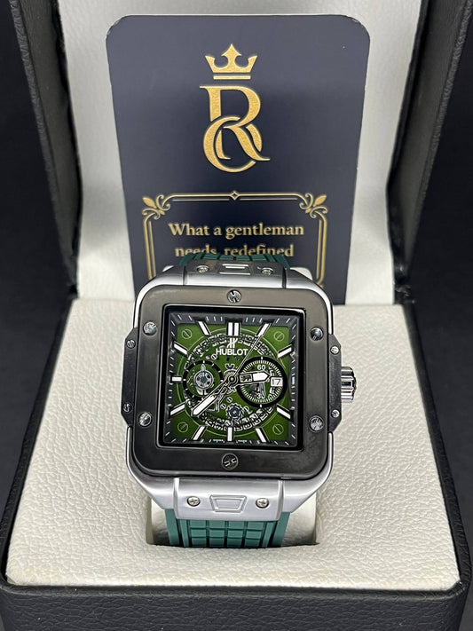 Hublot Rubber Strap Watch – (Green Dial)