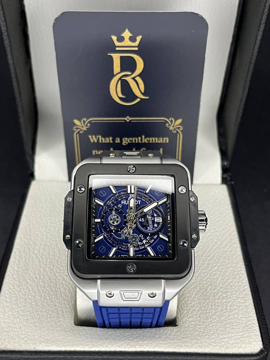 Hublot Rubber Strap Watch – (Blue Dial)