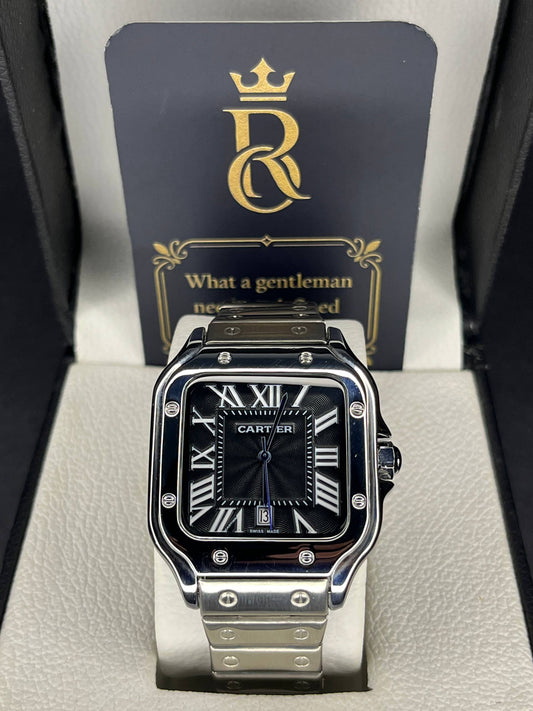 Cartier Santos – Black Dial with Blue Hands