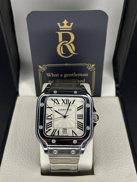 Cartier Santos – White Dial with Blue Hands